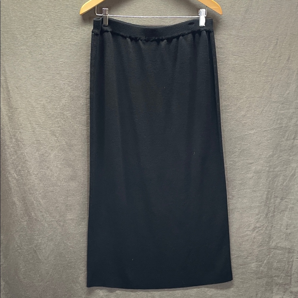 Eileen Fisher 100 % Wool Elegant Black Pencil maxi Skirt